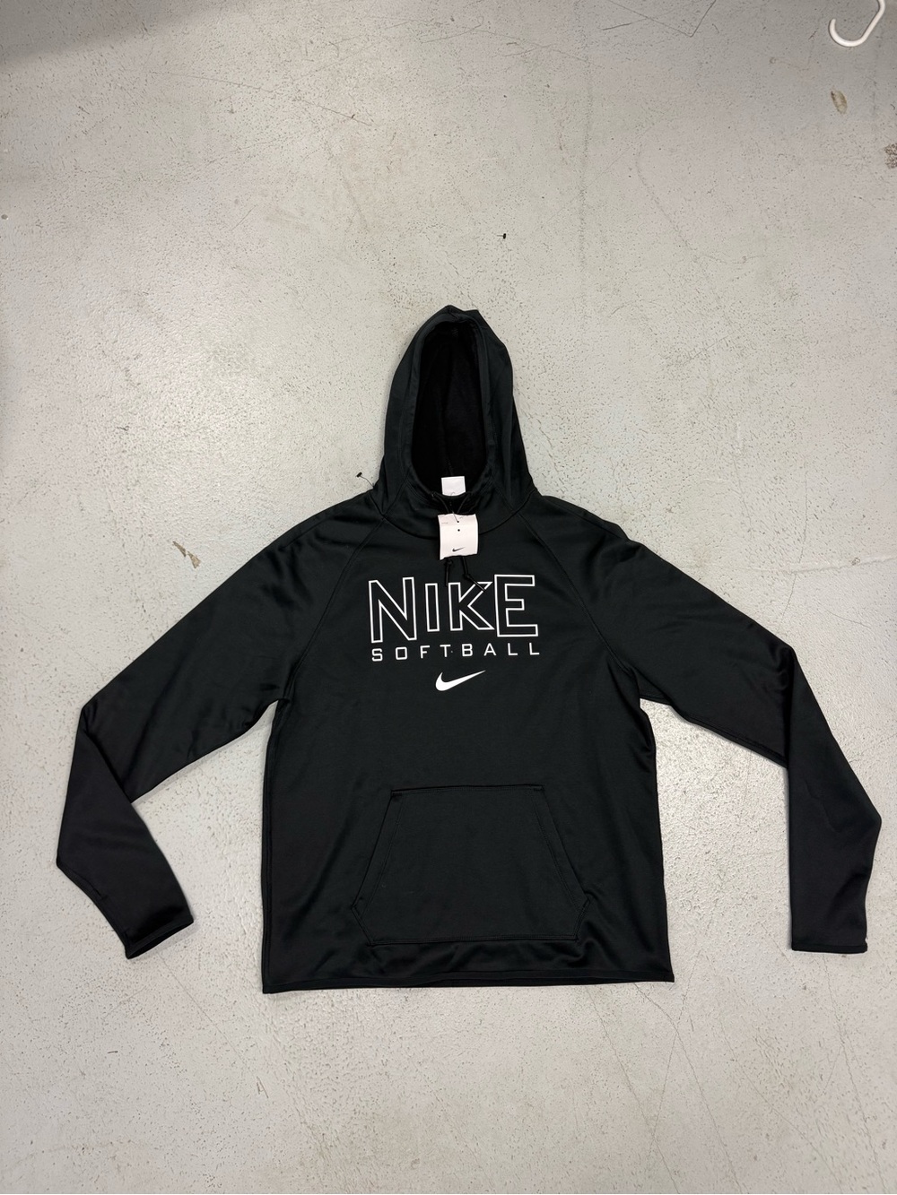 Nike Black Therma-Fit Softball Hoodie with White Swoosh